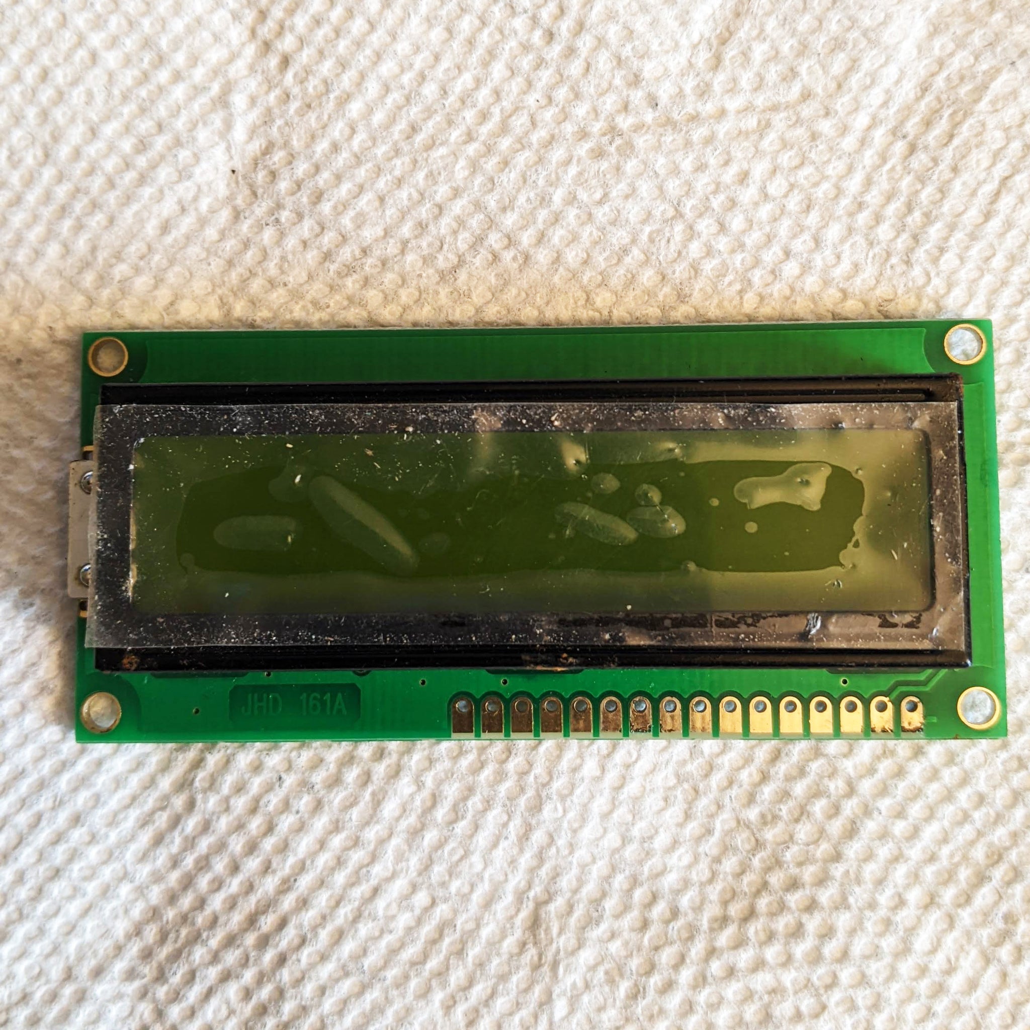 JHD Green Yellow LCD Display Module JHD 161A, New Old Stock